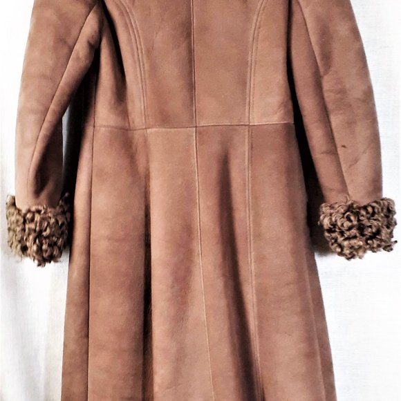 70's Penny Lane/ Almost Famous Style Full Length Fur Trimmed Shearling Coat - Picture 4 of 6